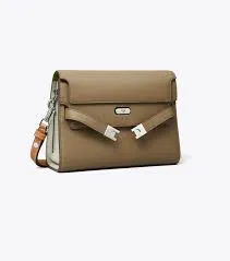 Lee Radziwill Color-Block Pebbled Shoulder Bag, Wild Mushroom