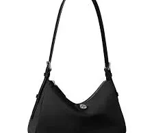 Nylon Small Zip Top Shoulder Bag, Black