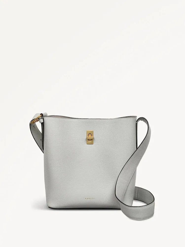 Radley Medium Grey Threadneedle Street Faux Fur Lizard Open Top Cross-Body Bag