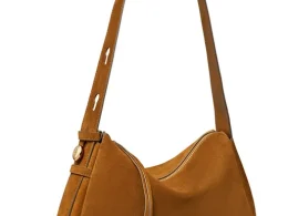 Romy Suede Small Shoulder Bag, Caramel