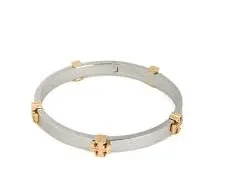 Silver & Gold Classic Logo Hinge Bangle