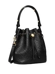 Tory Bruch T Monogram Leather Mini Bucket Bag, Black