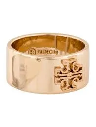Tory Burch Bitten Logo Band Ring -Gold