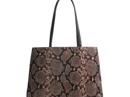 Tory Burch Britten Snake Embossed Tote, Shell Pink